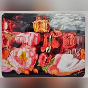 Ashley Longshore Monette Roses Art Placemats-Set Of 3 Limited Edition Series Lot